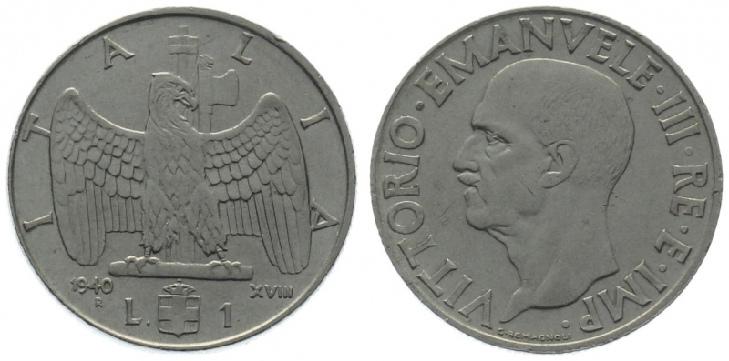 Italien 1 Lira 1940 - XVIII.